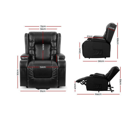 Electric Recliner Chair Lift Heated Massage Chairs Lounge Sofa Leather Artiss