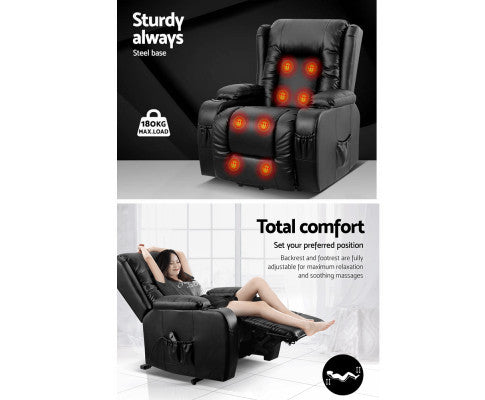 Electric Recliner Chair Lift Heated Massage Chairs Lounge Sofa Leather Artiss