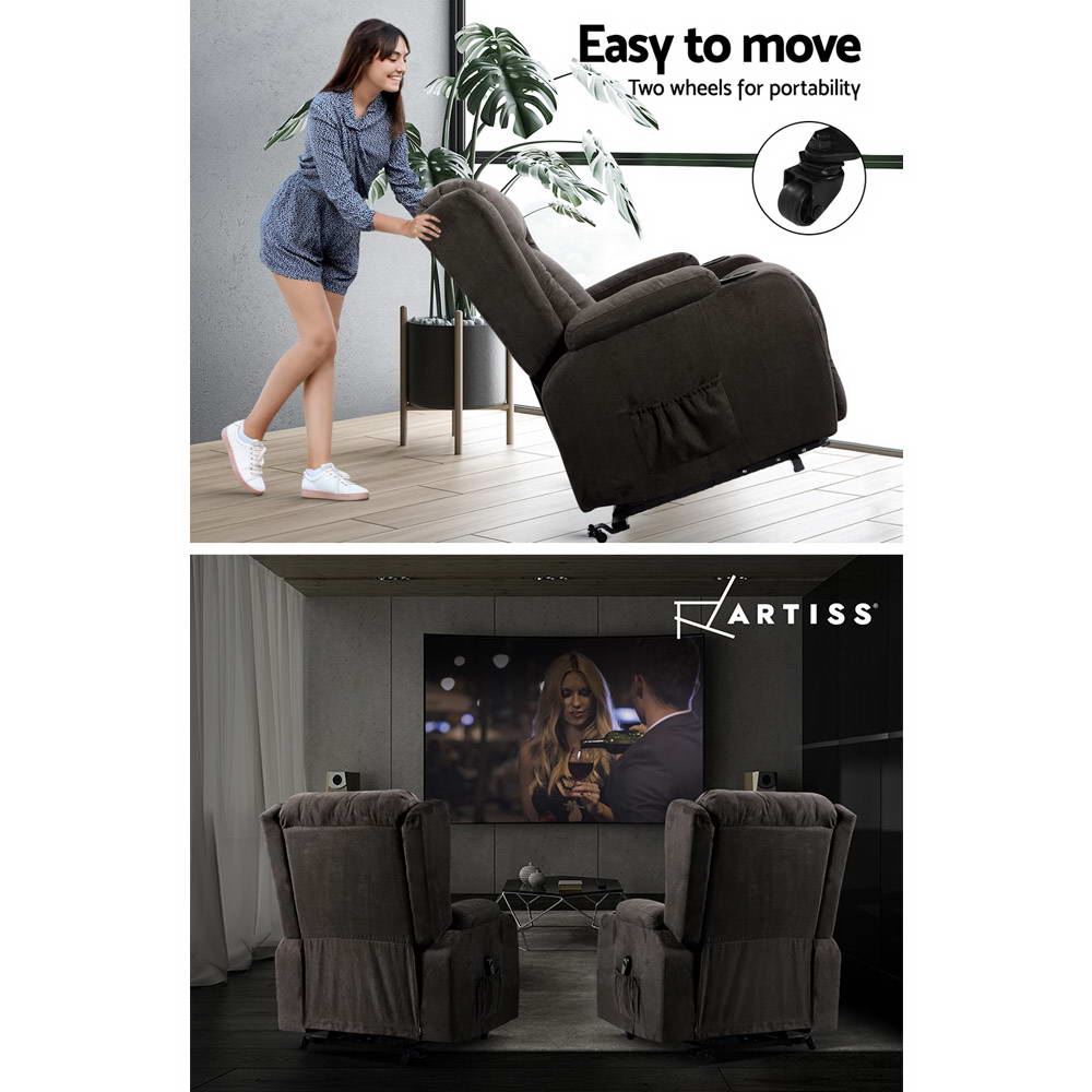 Electric Recliner Chair Lift Heated Massage Chairs Fabric Lounge Sofa Artiss