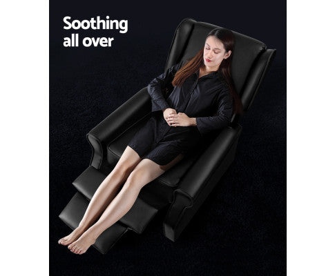 Recliner Chair Sofa Armchair Lounge Black Leather Artiss