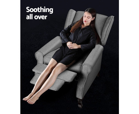 Recliner Chair Luxury Lounge Armchair Single Sofa Couch Fabric Grey Artiss