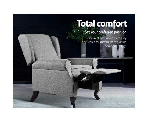 Recliner Chair Luxury Lounge Armchair Single Sofa Couch Fabric Grey Artiss