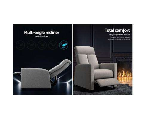 Recliner Chair Luxury Lounge Sofa Single Armchair Padded Accent Chairs Artiss