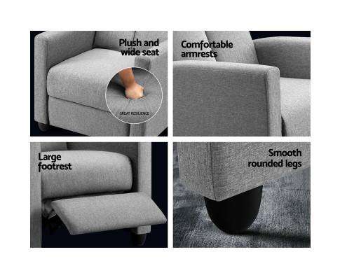 Recliner Chair Luxury Lounge Sofa Single Armchair Padded Accent Chairs Artiss