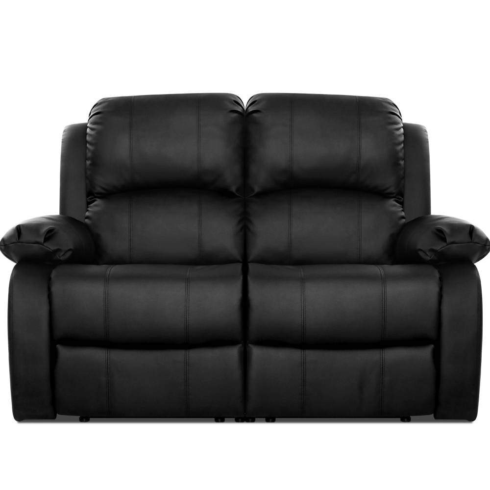 Recliner Chair 2-Seater Premium Leather Double Lounge Sofa Couch Black Artiss