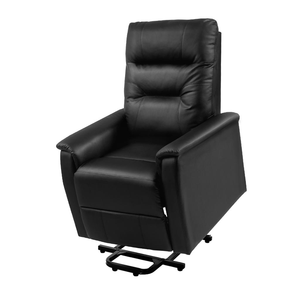 Lift Recliner Chair Sofa Single Comfortable Black Leather Armchair Artiss