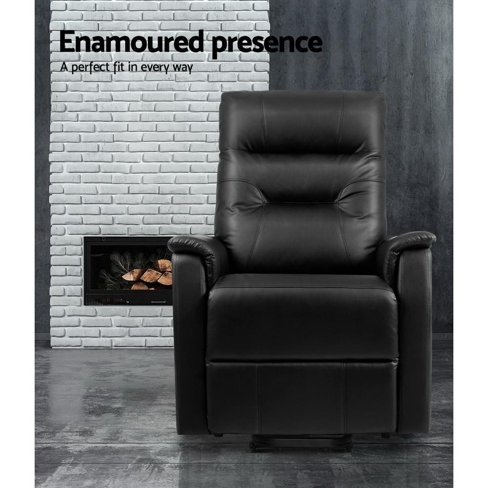 Lift Recliner Chair Sofa Single Comfortable Black Leather Armchair Artiss