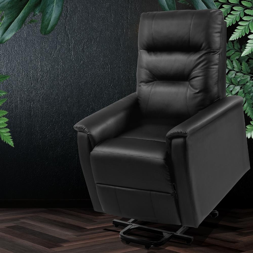 Lift Recliner Chair Sofa Single Comfortable Black Leather Armchair Artiss