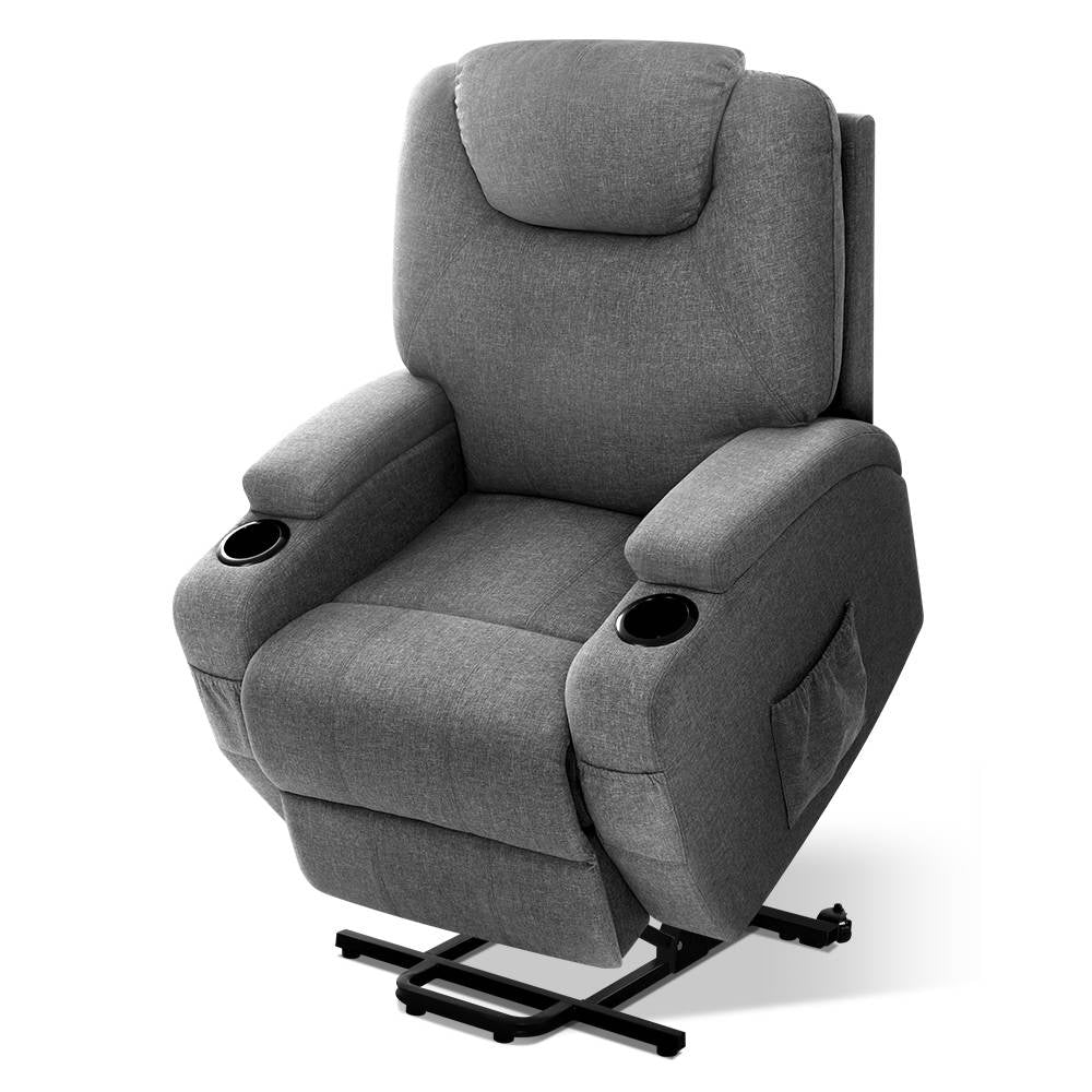 Electric Massage Chair Recliner Sofa Lift Motor Armchair Heating Fabric Artiss