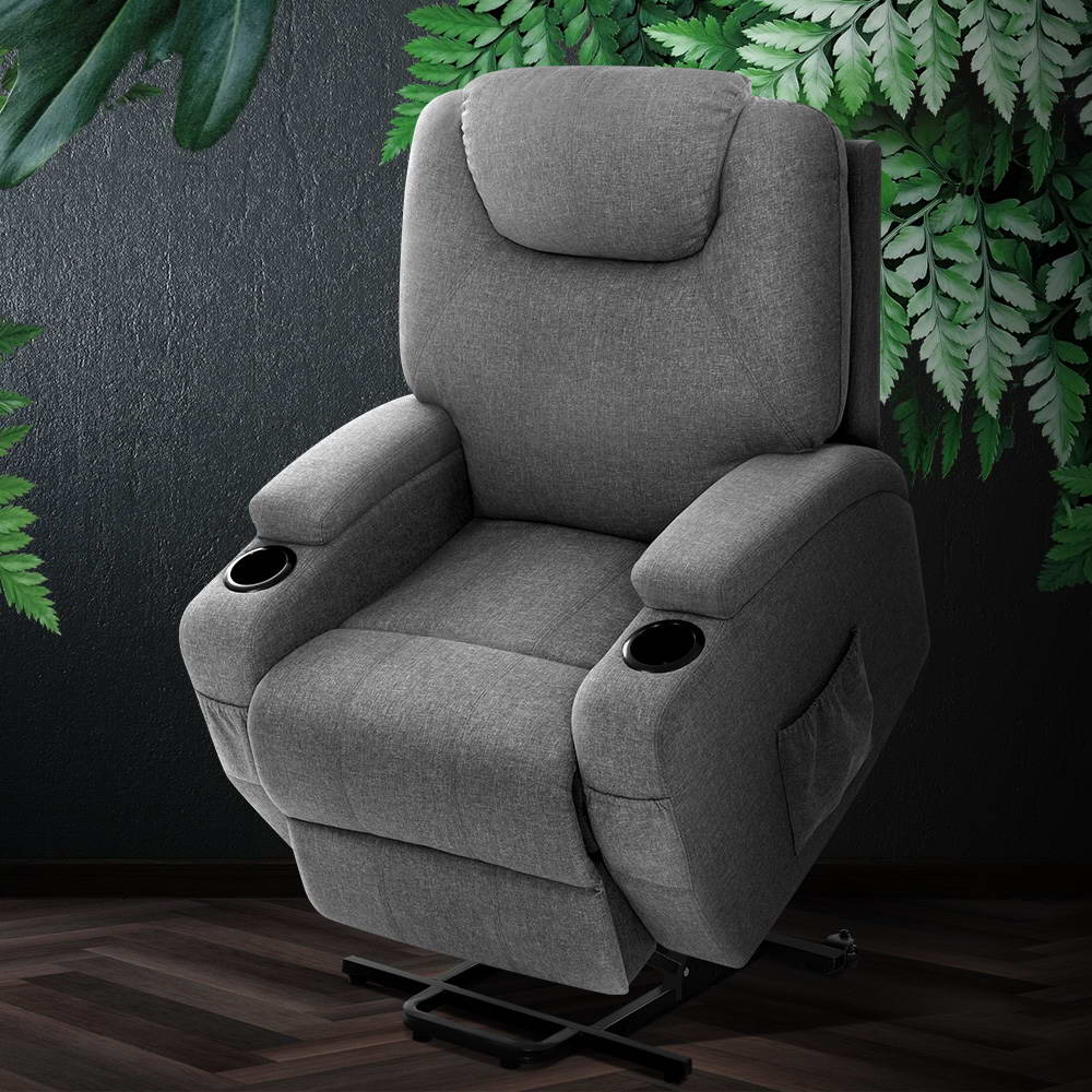 Electric Massage Chair Recliner Sofa Lift Motor Armchair Heating Fabric Artiss