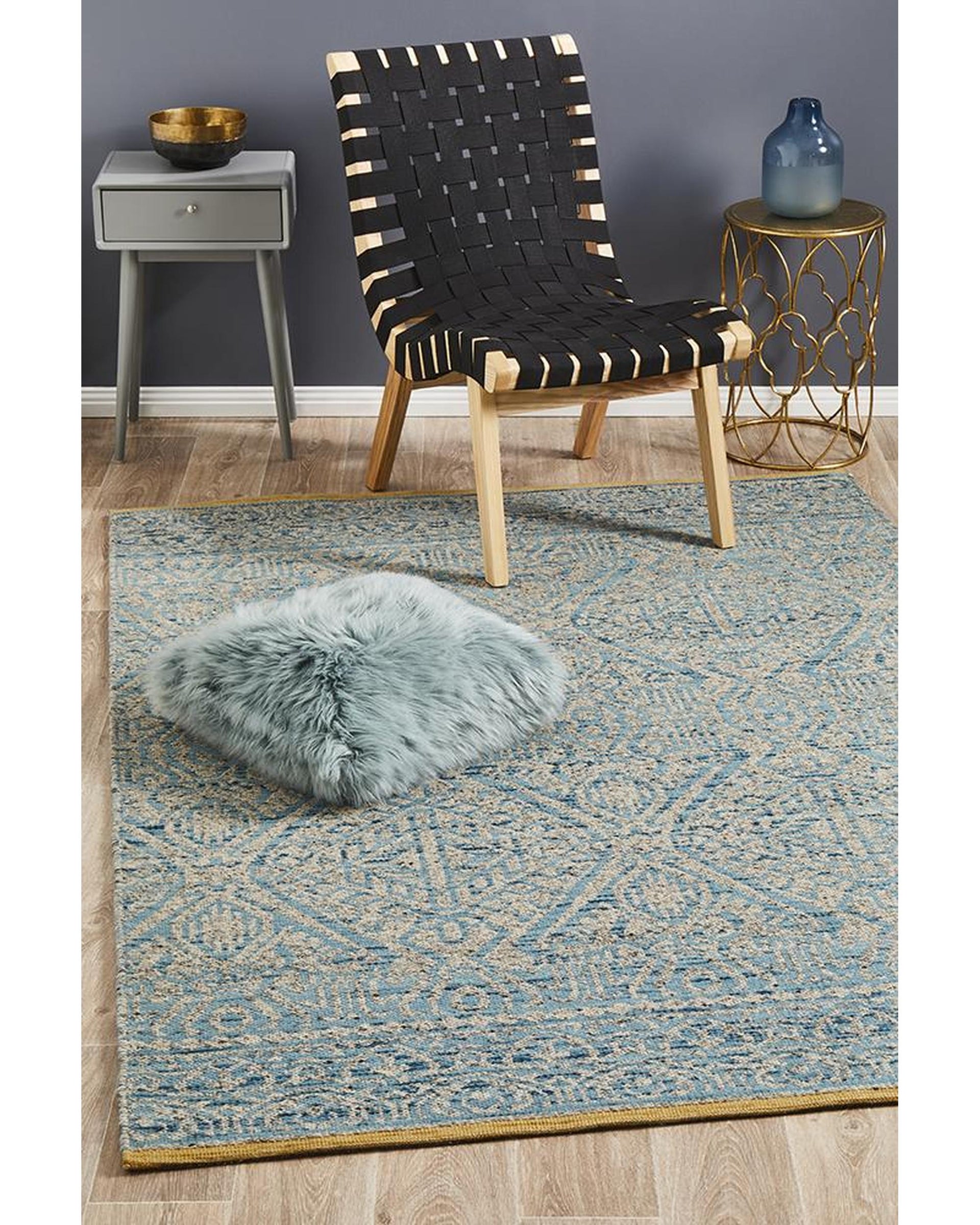 Relic Hunter Blue Grey Rug Rug Culture