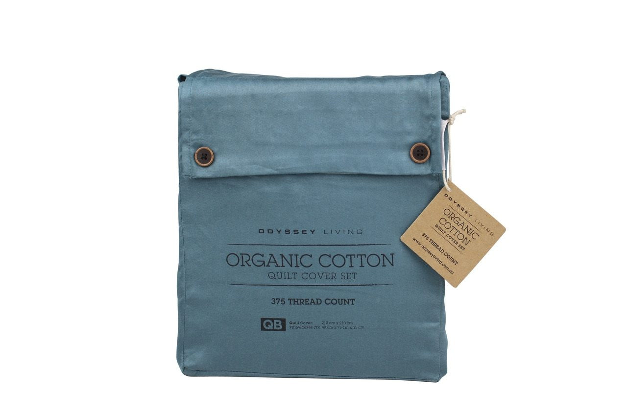 Odyysey Living Organic Cotton Quilt Cover Sets - Teal Odyssey Living