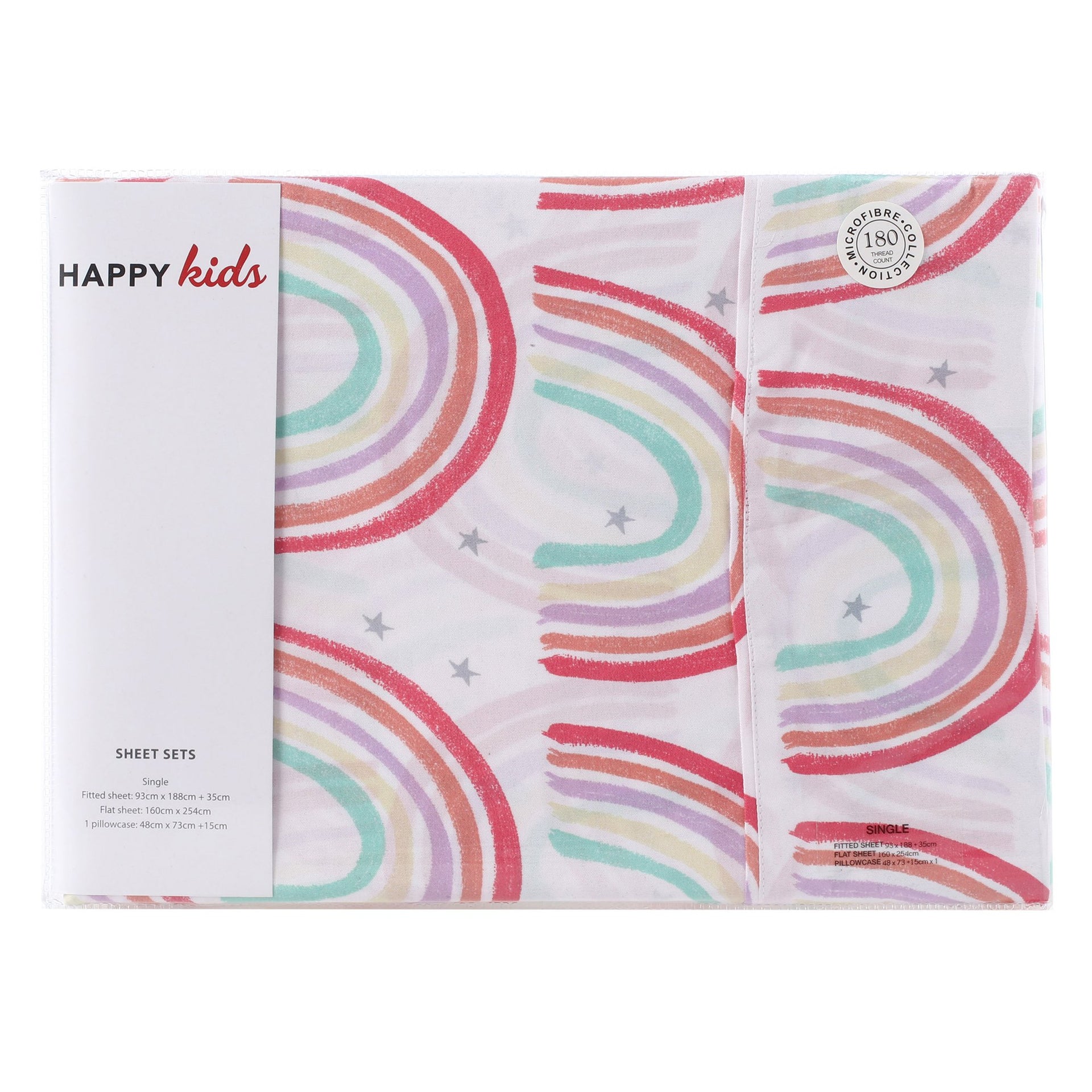 Happy Kids Rainbow Printed Microfibre Sheet Set Happy Kids Bedding