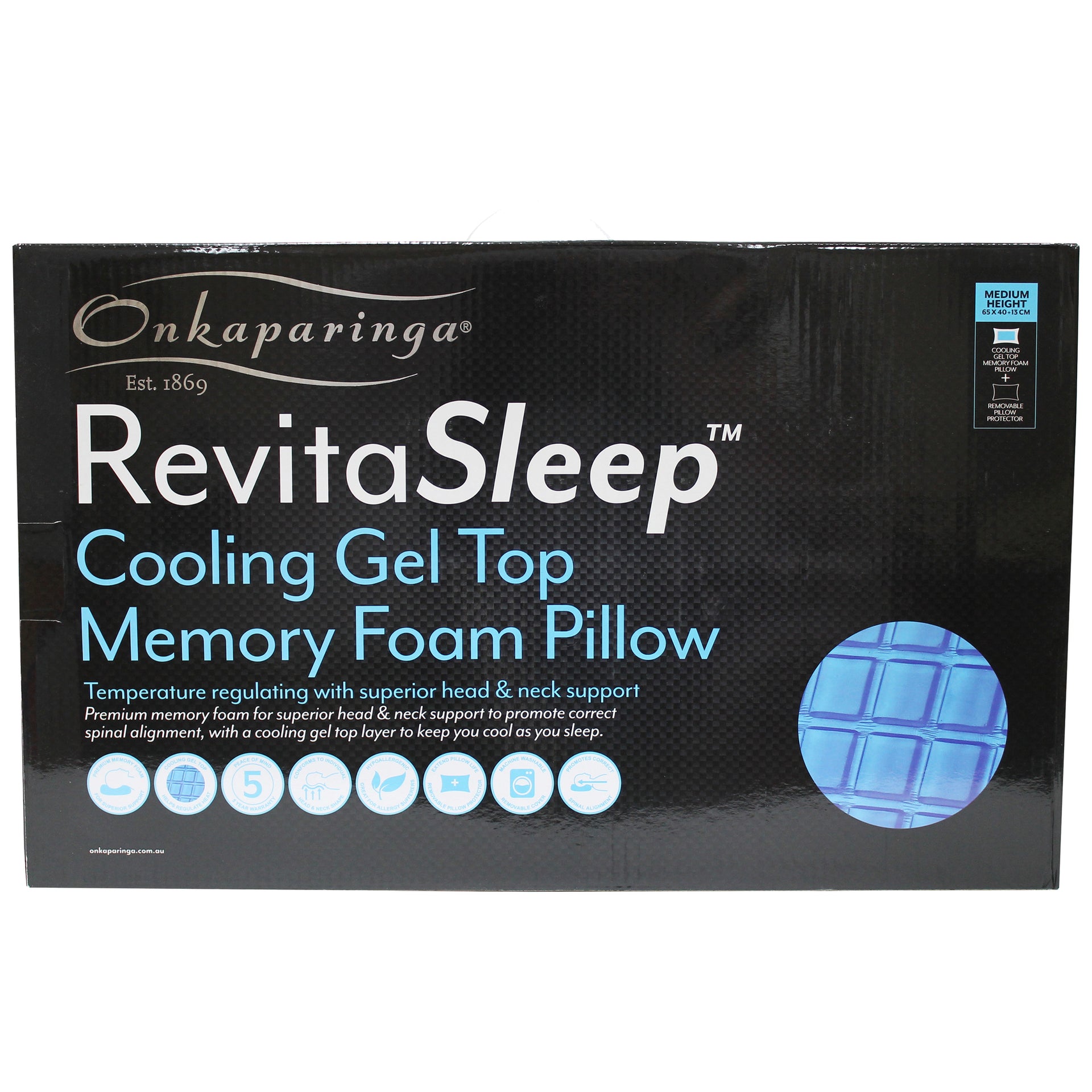 Onkaparinga Revitasleep Cooling Gel Top Memory Foam Pillow Onkaparinga