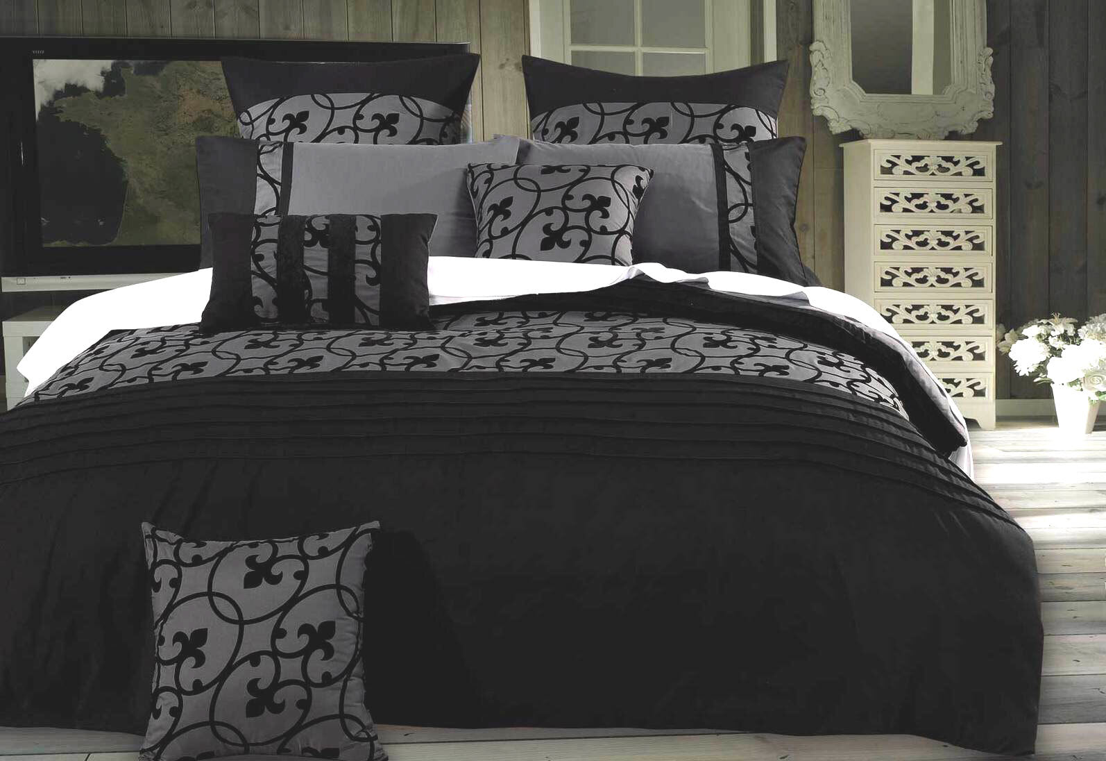 Luxton Lyde Charcoal Quilt Cover Set Luxton