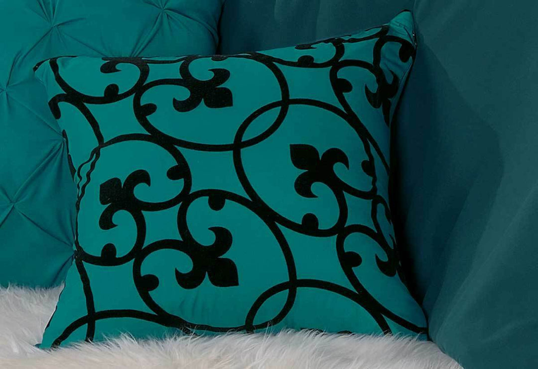 Luxton Lyde Teal Black Flocking Quilt Cover Set Luxton