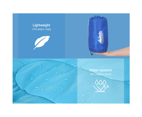 Sleeping Bag Bags Kids 172cm Camping Hiking Thermal Blue Weisshorn
