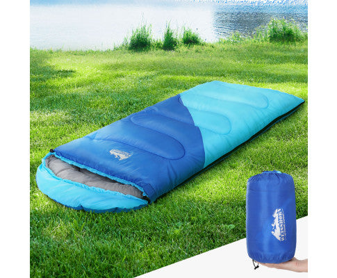 Sleeping Bag Bags Kids 172cm Camping Hiking Thermal Blue Weisshorn