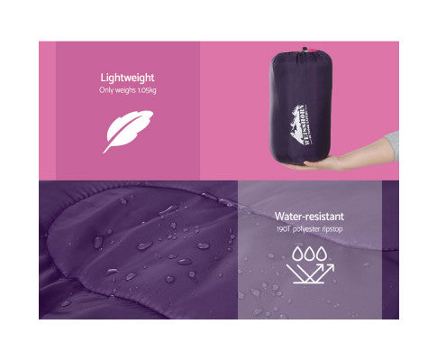 Sleeping Bag Bags Kid 172cm Camping Hiking Thermal Pink Weisshorn