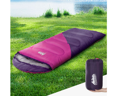 Sleeping Bag Bags Kid 172cm Camping Hiking Thermal Pink Weisshorn