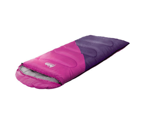 Sleeping Bag 136cm Kids Camping Hiking Winter Pink Weisshorn