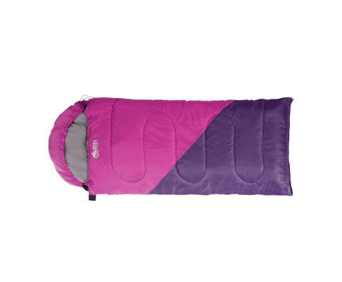 Sleeping Bag 136cm Kids Camping Hiking Winter Pink Weisshorn