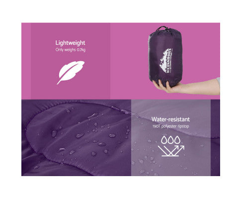 Sleeping Bag 136cm Kids Camping Hiking Winter Pink Weisshorn
