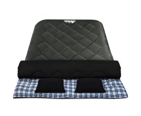 Sleeping Bag Bags Double Camping Hiking -10°C to 15°C Tent Winter Thermal Grey Weisshorn