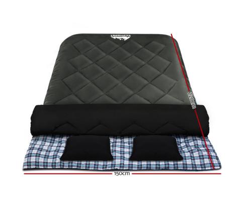 Sleeping Bag Bags Double Camping Hiking -10°C to 15°C Tent Winter Thermal Grey Weisshorn