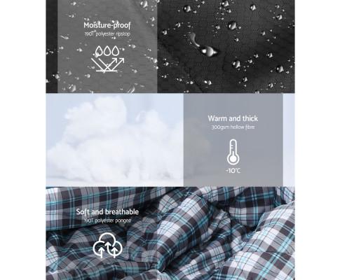 Sleeping Bag Bags Double Camping Hiking -10°C to 15°C Tent Winter Thermal Grey Weisshorn