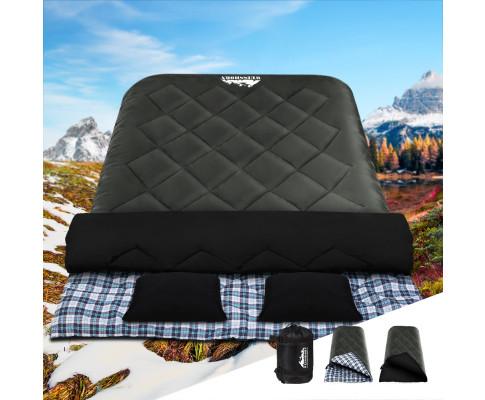 Sleeping Bag Bags Double Camping Hiking -10°C to 15°C Tent Winter Thermal Grey Weisshorn