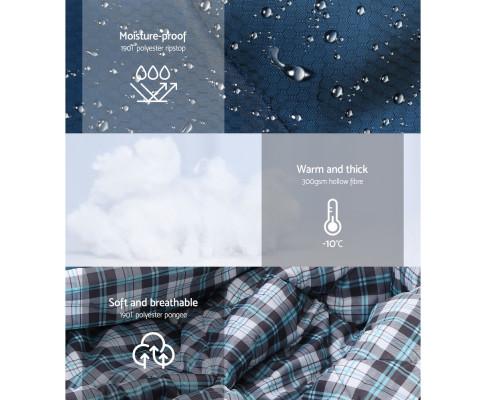 Sleeping Bag Bags Double Camping Hiking -10°C to 15°C Tent Winter Thermal Navy Weisshorn