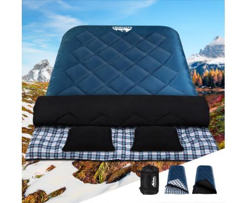 Sleeping Bag Bags Double Camping Hiking -10°C to 15°C Tent Winter Thermal Navy Weisshorn