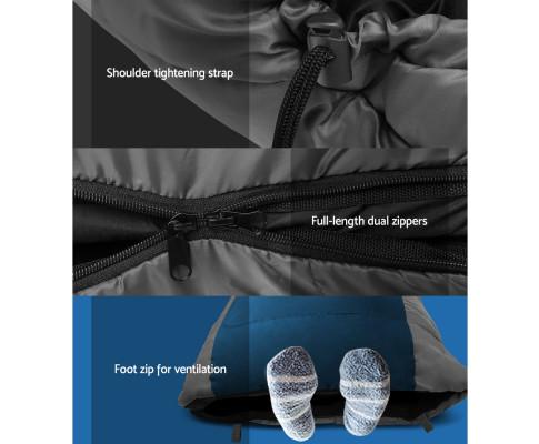 Sleeping Bag Bags Single Camping Hiking -20°C to 10°C Tent Winter Thermal Navy Weisshorn