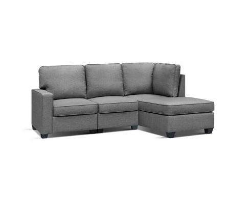 Sofa Lounge Set 4 Seater Modular Chaise Chair Suite Couch Fabric Grey Artiss