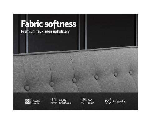 Sofa Bed Lounge 3 Seater Futon Couch Recline Chair Wooden 195cm Fabric Artiss