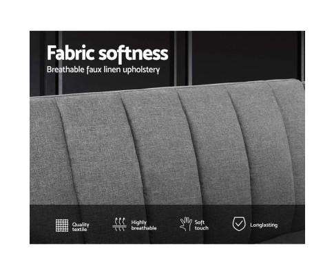 Sofa Bed Lounge 3 Seater Futon Couch Recline Chair Wooden 207cm Fabric - Grey Artiss