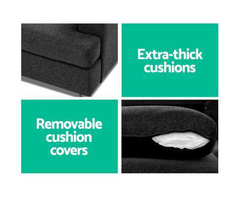 Corner Chaise Fabric - Dark Grey Artiss