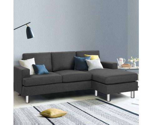 Corner Chaise Fabric - Dark Grey Artiss