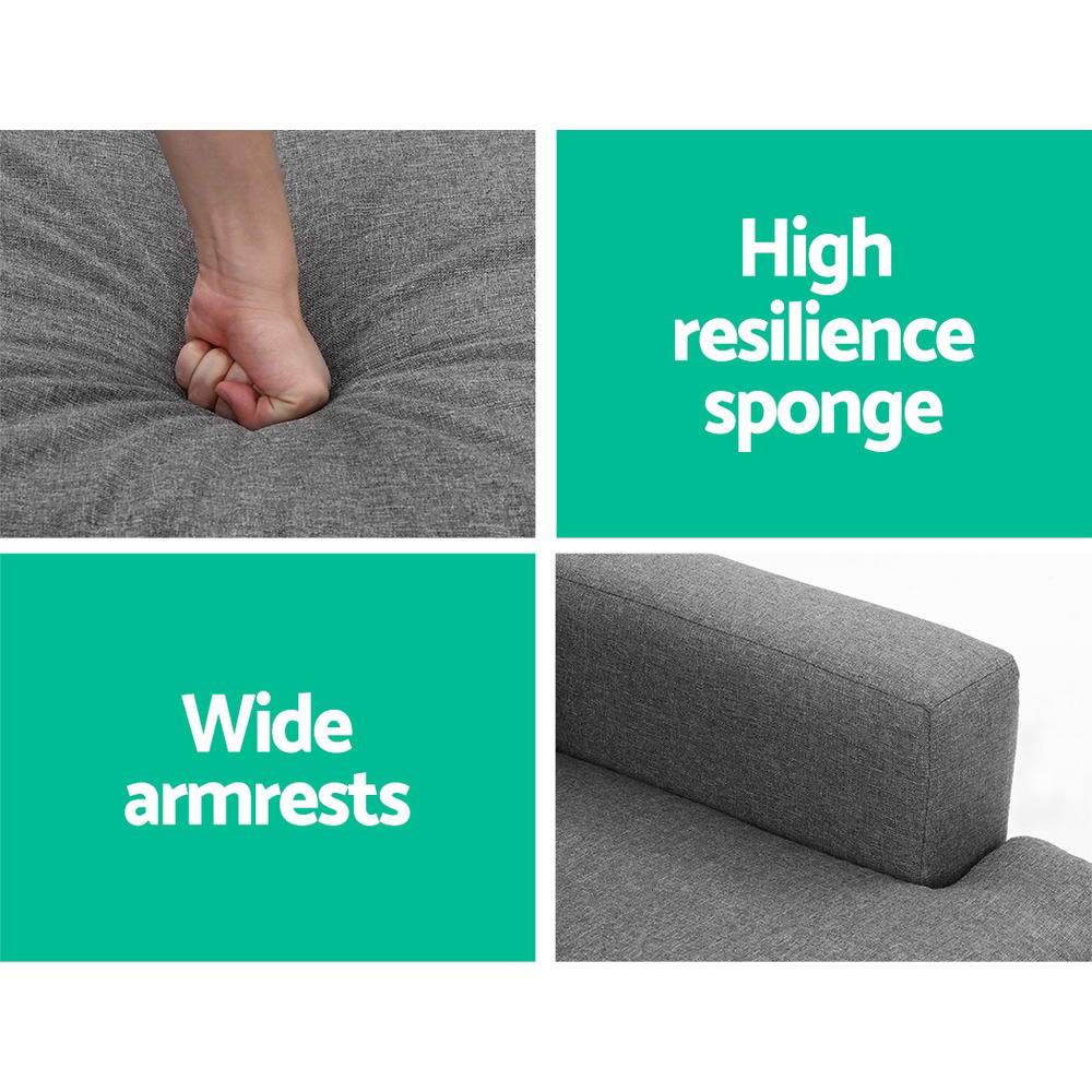 Sofa Lounge Set Couch Futon Corner Chaise Fabric 3 Seater Suite Grey Artiss