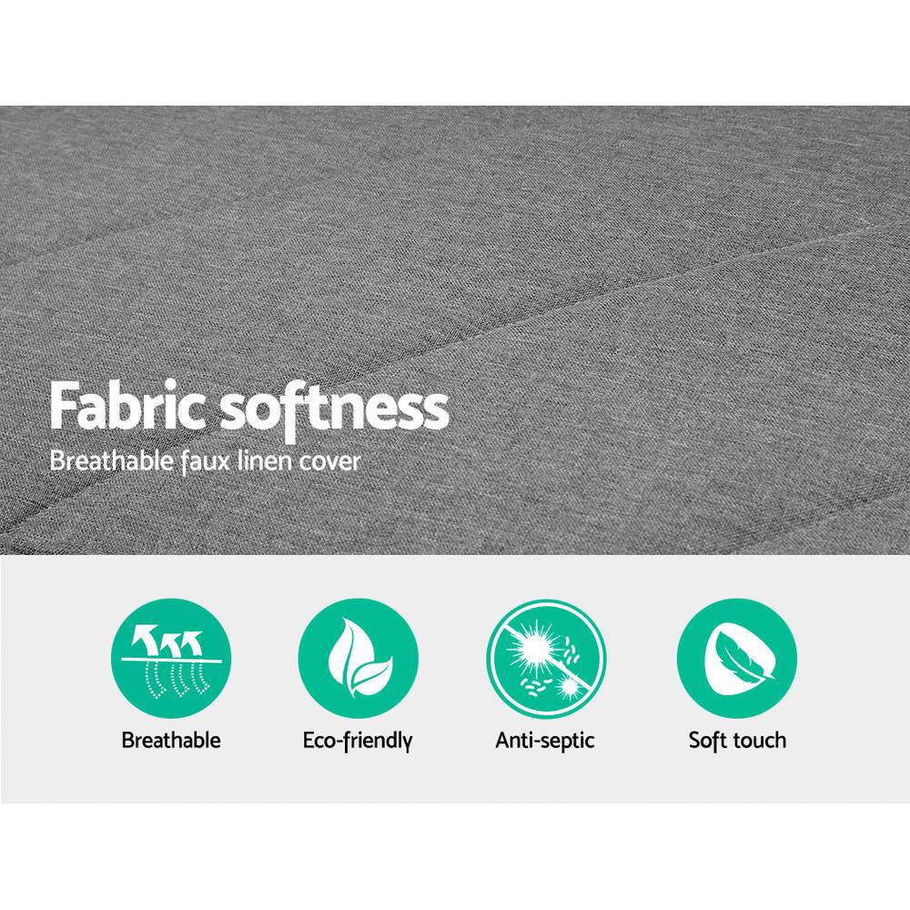 Sofa Bed Lounge 3 Seater Futon Couch Wood Furniture Grey Fabric 193cm Artiss