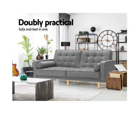 Three Seater Tufted Plush Sofa - Grey Big Bedding Australia