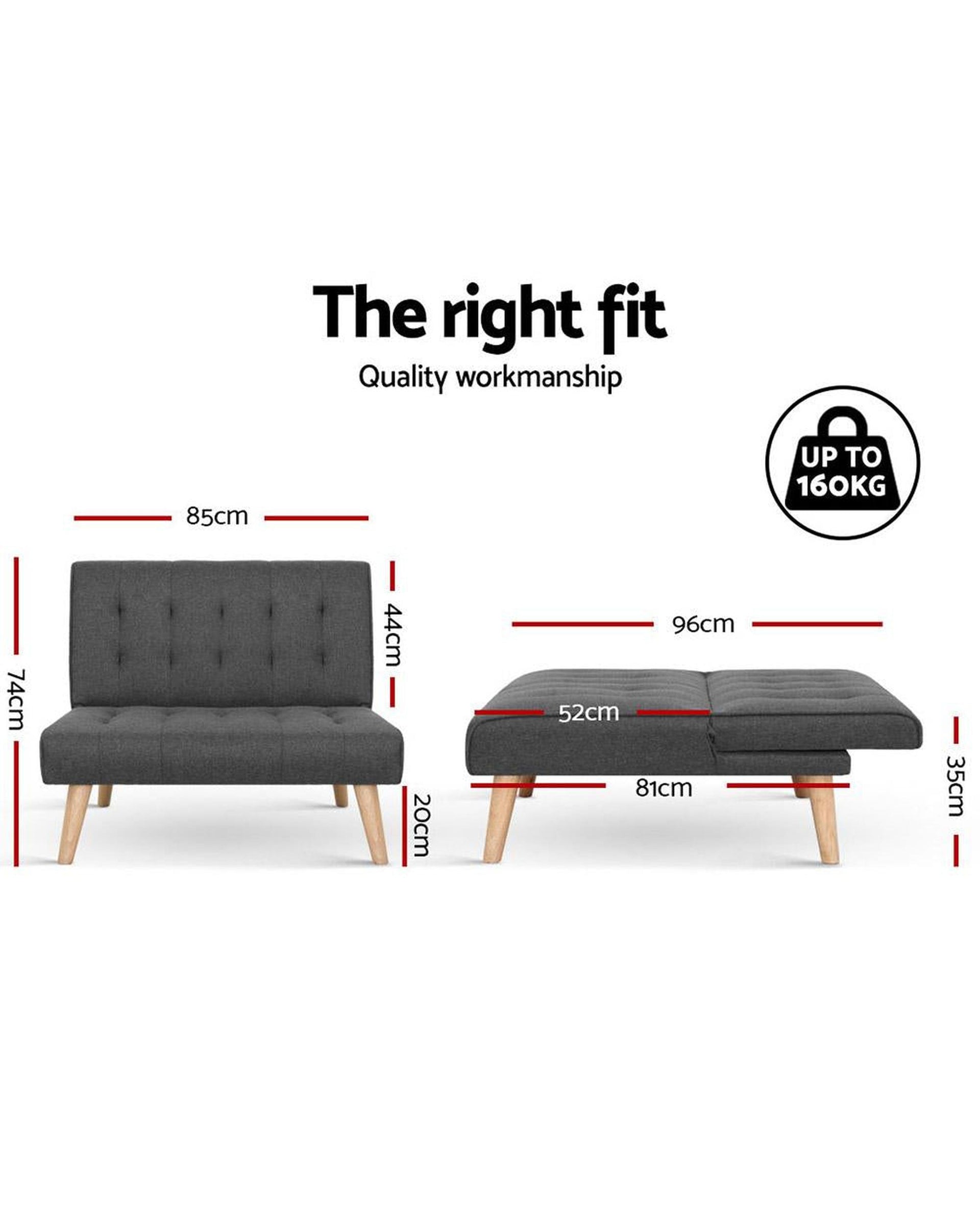 Sofa Lounge Recliner Chair Futon Couch Single 1 Seater Modular Bed Set Artiss