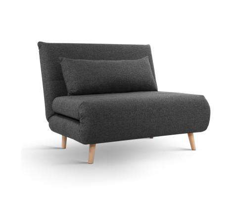 Sofa Bed Lounge King Single Seater Futon Couch Linen Fabric Wood Legs Dark Grey Artiss