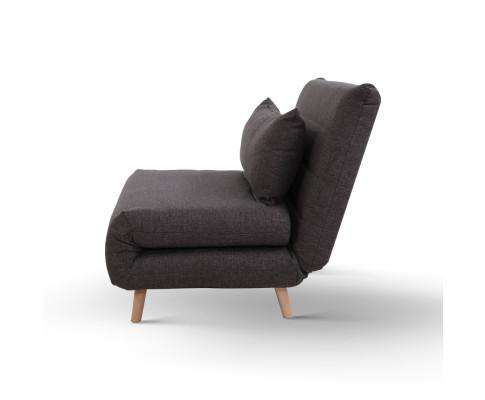 Sofa Bed Lounge King Single Seater Futon Couch Linen Fabric Wood Legs Dark Grey Artiss