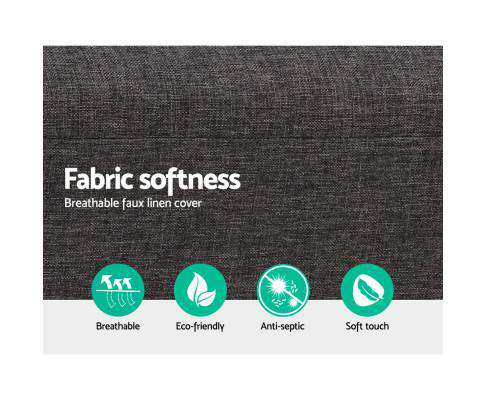 Sofa Bed Lounge King Single Seater Futon Couch Linen Fabric Wood Legs Dark Grey Artiss