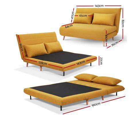 Sofa Bed Lounge Adjustable Seater Futon Couch Recliner Folding Linen Fabric Artiss