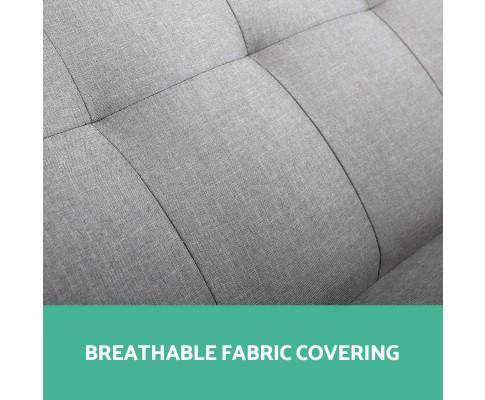 3 Seater Fabric Lounge Chair - Grey Artiss