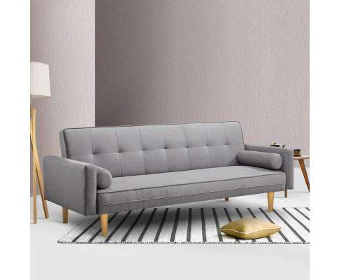 3 Seater Fabric Lounge Chair - Grey Artiss