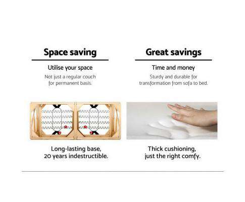 3 Seater PU Leather Sofa Bed - Black Artiss